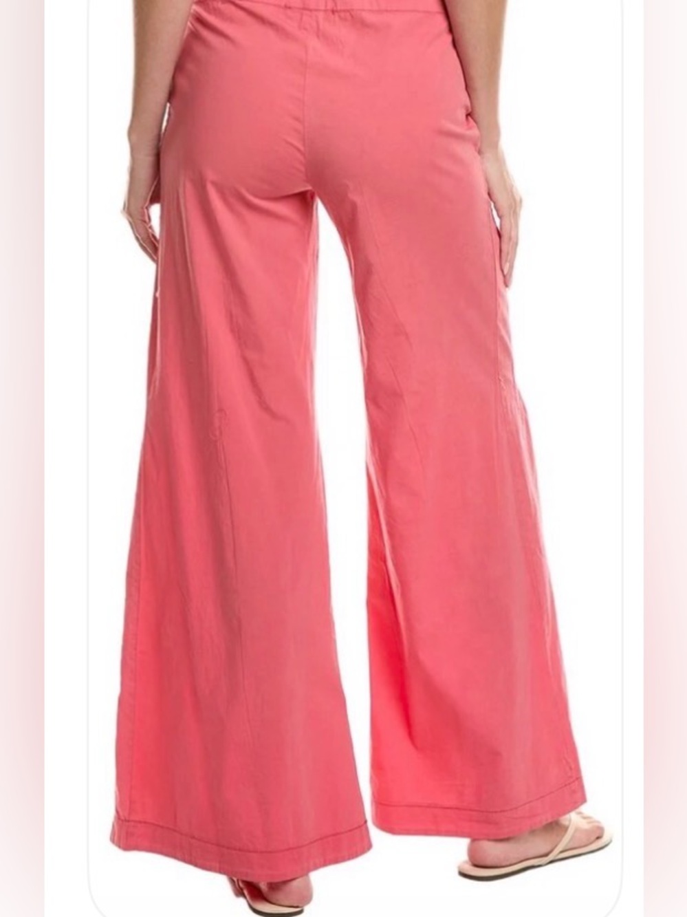 XOVI Wide-Leg Tiered Drawstring Lightweight Pants - Coral Pink: M - Picture 2 of 6